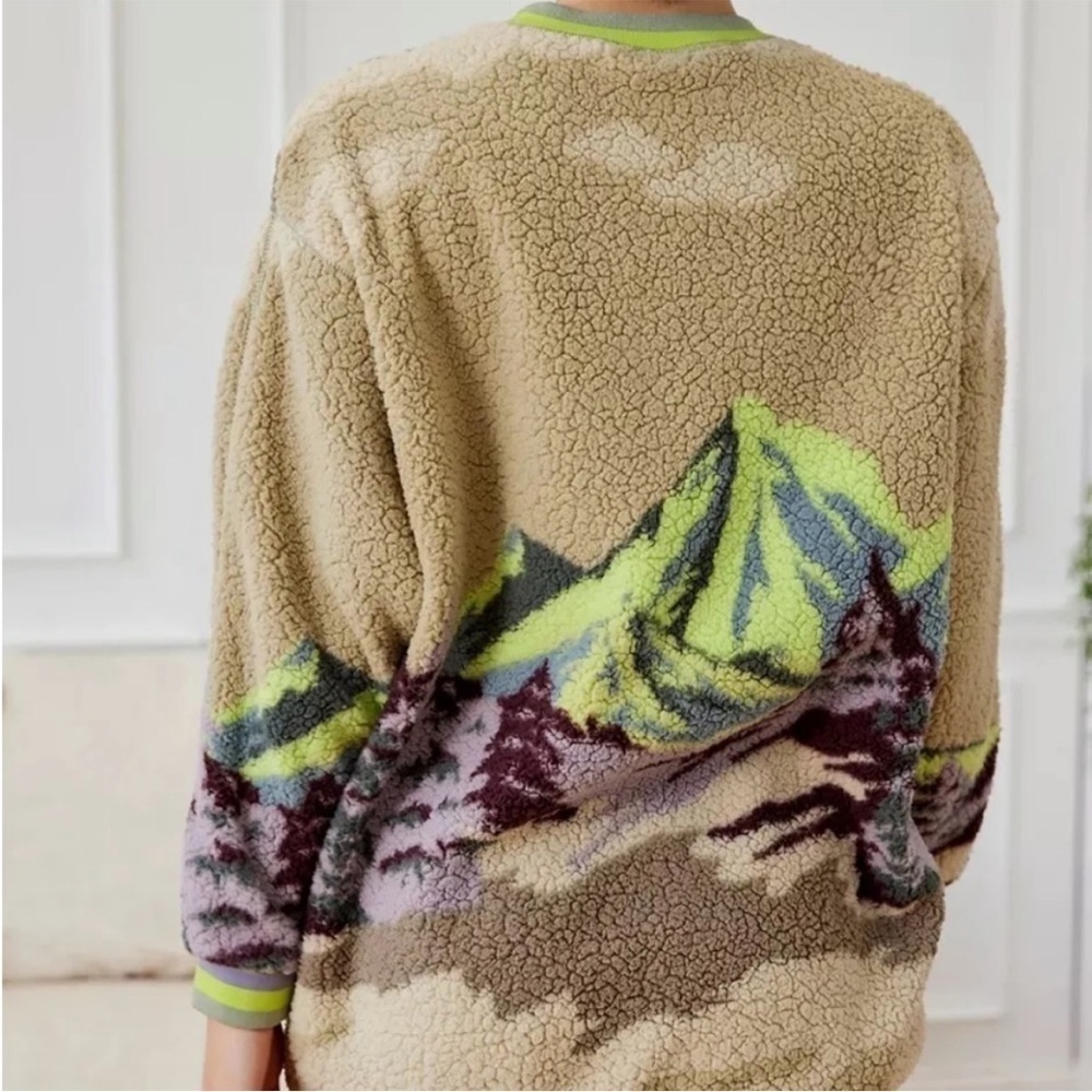 NWT Urban Outfitters Out From Under Printed Sherpa Oversized Sweatshirt - Picture 3 of 7